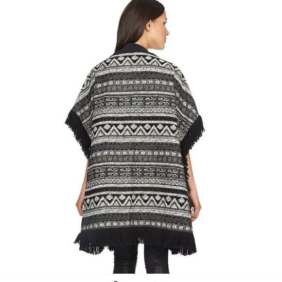 Tweed Sweater Jacket Womens Open Front Cardigan Boho Cape XS NWT - Picture 2 of 11